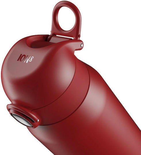 Ion8 Recycelbares Thermosflasche Rostfreier Stahl 540ml Rot Feuer mit Handgriff