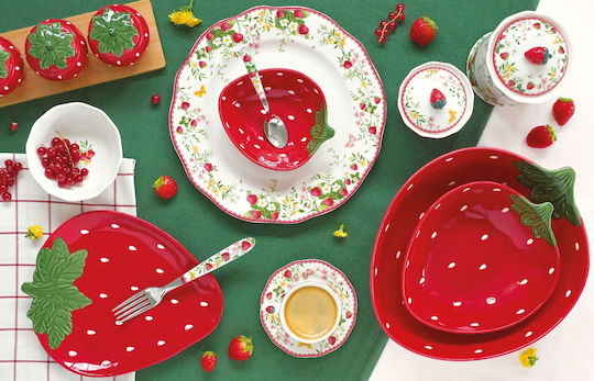 Easy-Life Jardin Des Fraises Servierschale Rund aus Porzellan mit Durchmesser 20cm