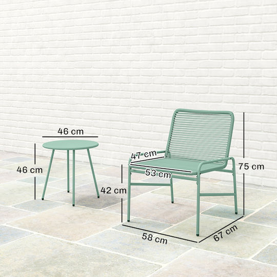 Outsunny Garten- und Outdoor-Möbelsets Wohnzimmer Typsatz 3 Stück Grün mit Kissen
