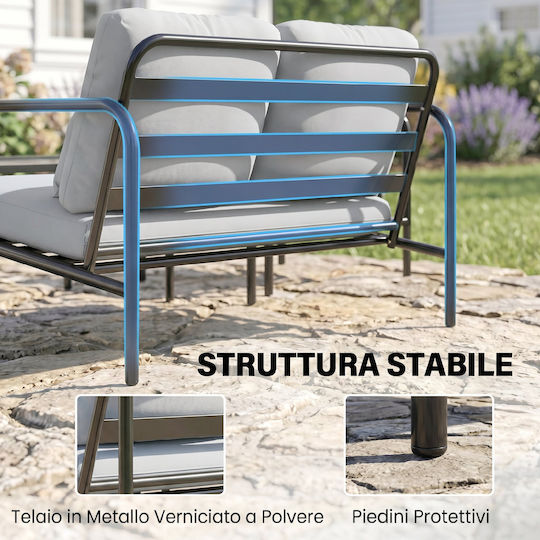 Outsunny Garten- und Outdoor-Möbelsets Wohnzimmer Typsatz 4 Stück Offenes Grau mit Kissen