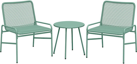 Outsunny Garten- und Outdoor-Möbelsets Wohnzimmer Typsatz 3 Stück Grün mit Kissen
