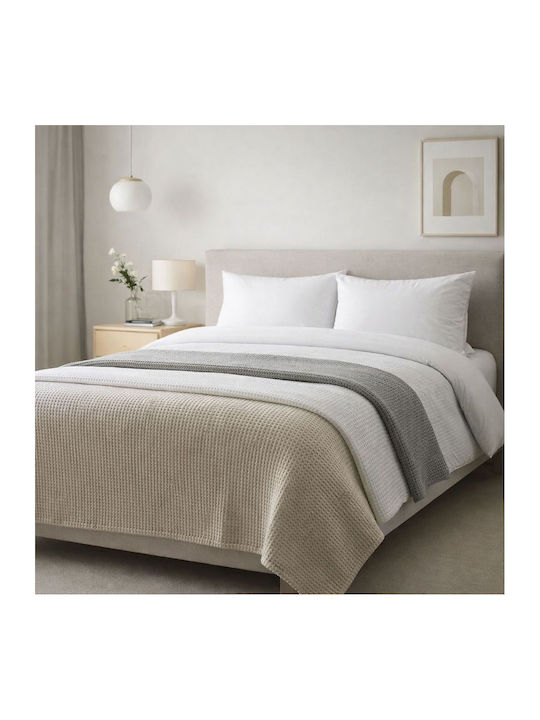 Adam Home Waffle Κουβέρτα Πικέ Μονή 165x240εκ. Λευκή