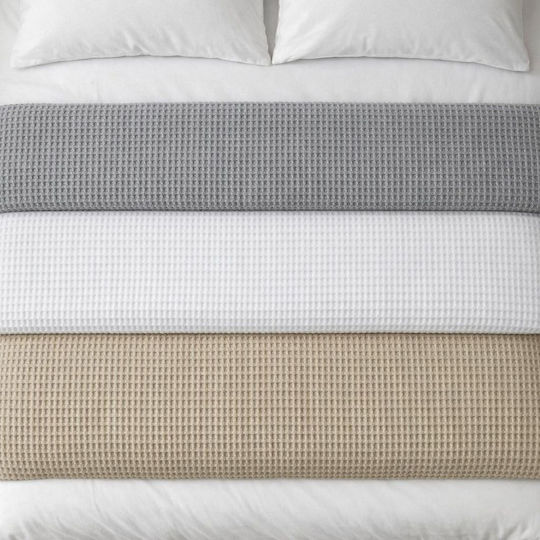 Adam Home Waffle Κουβέρτα Πικέ Υπέρδιπλη 225x240εκ. Capuccino
