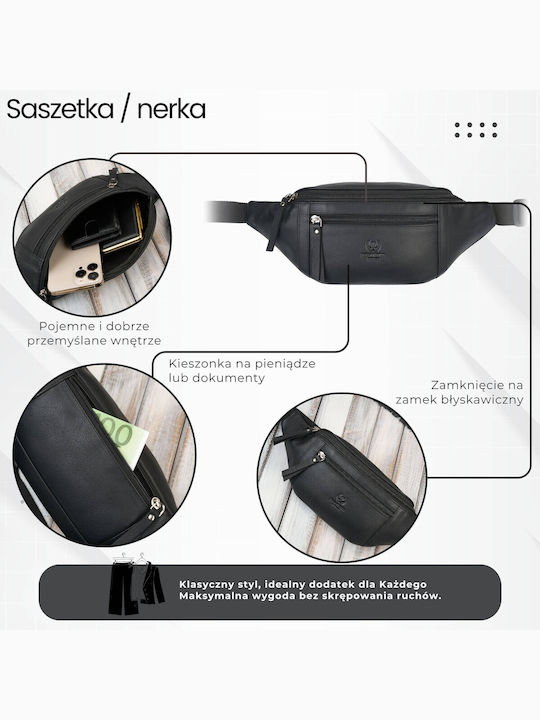 Geantă de talie bărbătească din piele Neagră