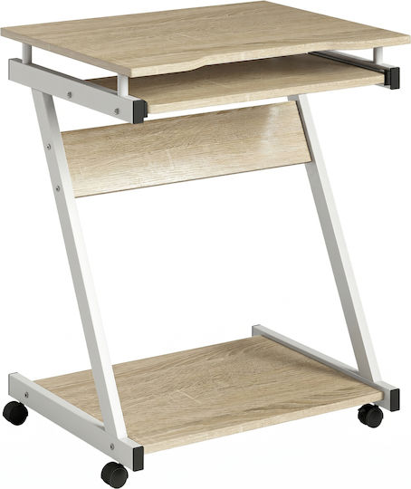 Wooden Oak Desk with Metal Legs 60x48x73cm