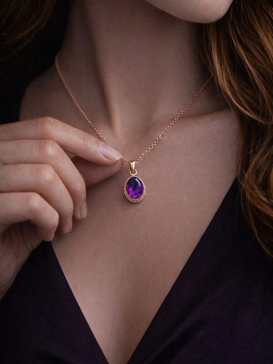 Gold Plated Purple Necklace