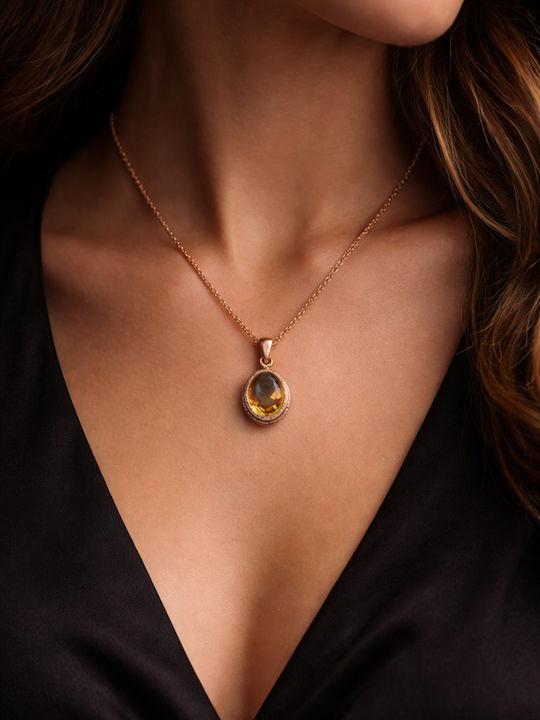 Necklace with Diamond & Brown Zircon