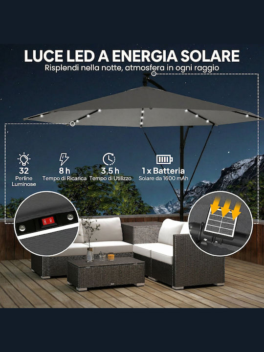 Round Metal Grey Parasol Ø3m