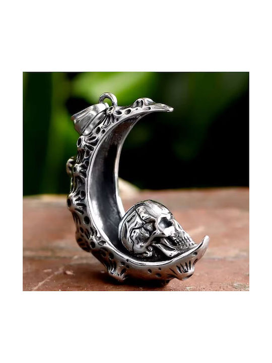Necklace Moon Made of Grey Steel