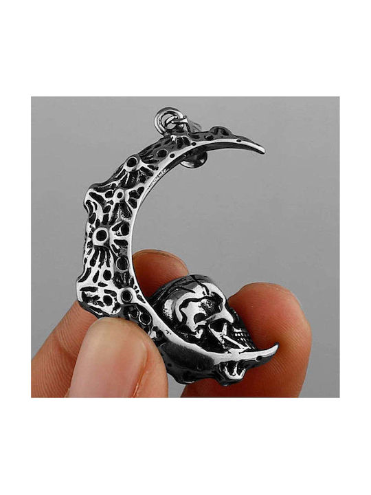 Necklace Moon Made of Grey Steel