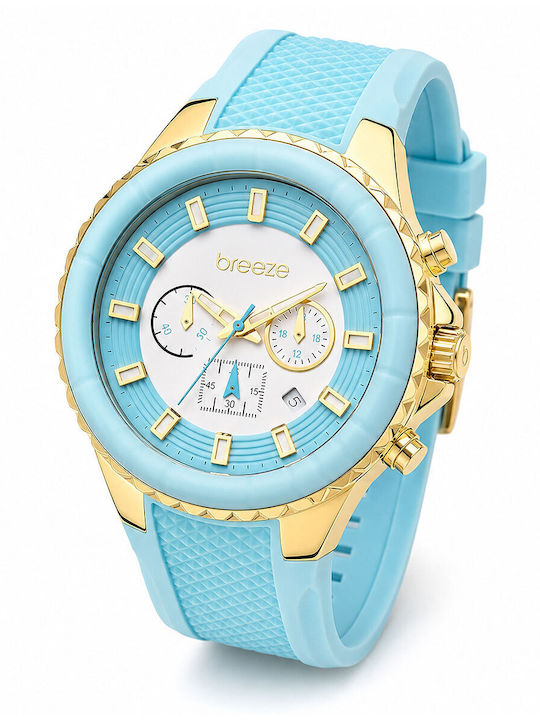 Women's Watch 47mm Chronograph Battery with Blue Rubber Strap