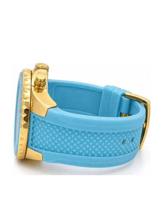 Women's Watch 47mm Chronograph Battery with Blue Rubber Strap