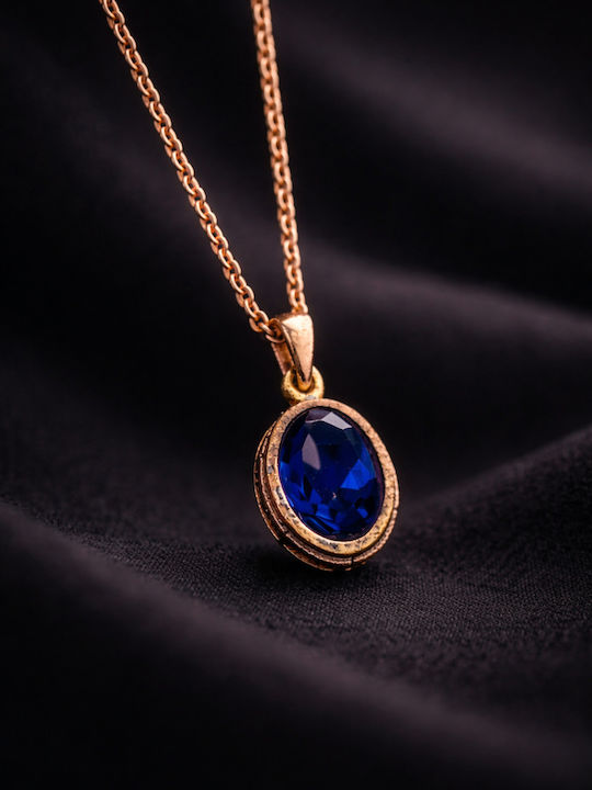 Gold Plated Necklace Navy Blue