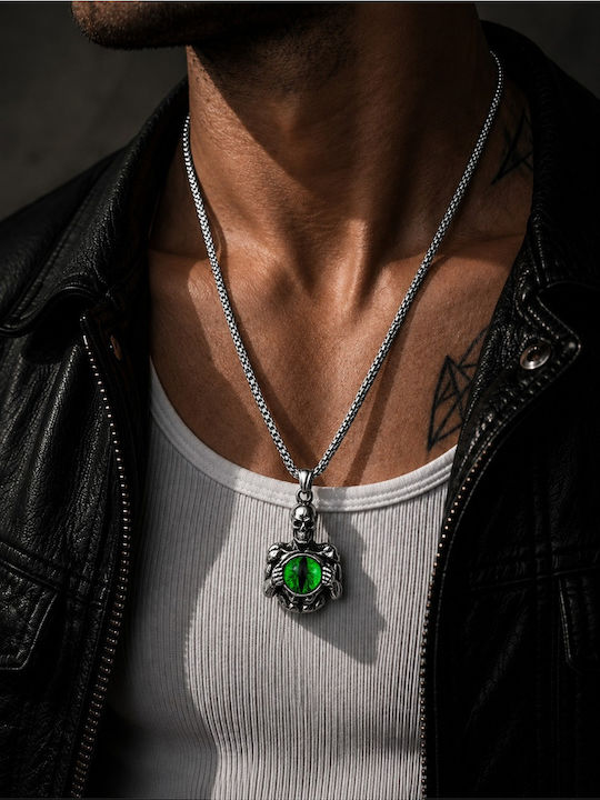 Necklace Green Steel Eye