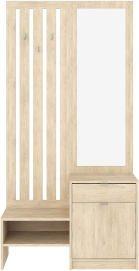 Pakketo Flurmöbel & Aufbewahrung mit Spiegel & Kleiderständer Sonoma 100x34.3x199.5cm