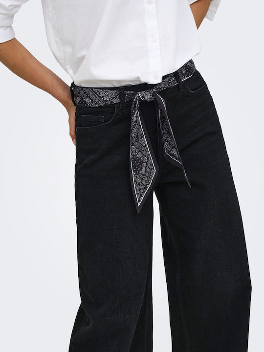 Hochgebirge Damen Jeans Hosen in Breit Bein Stil Schwarz