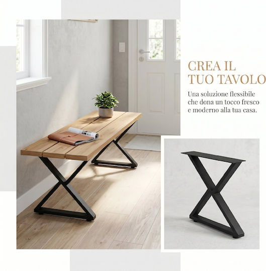 HomCom Metal Furniture Leg 2 Pieces Suitable for Table / Coffee Table Black