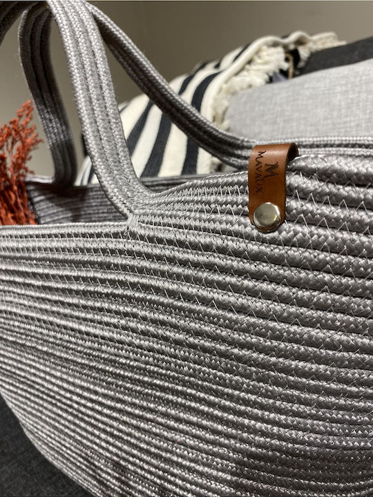 Wicker Grey Beach Bag