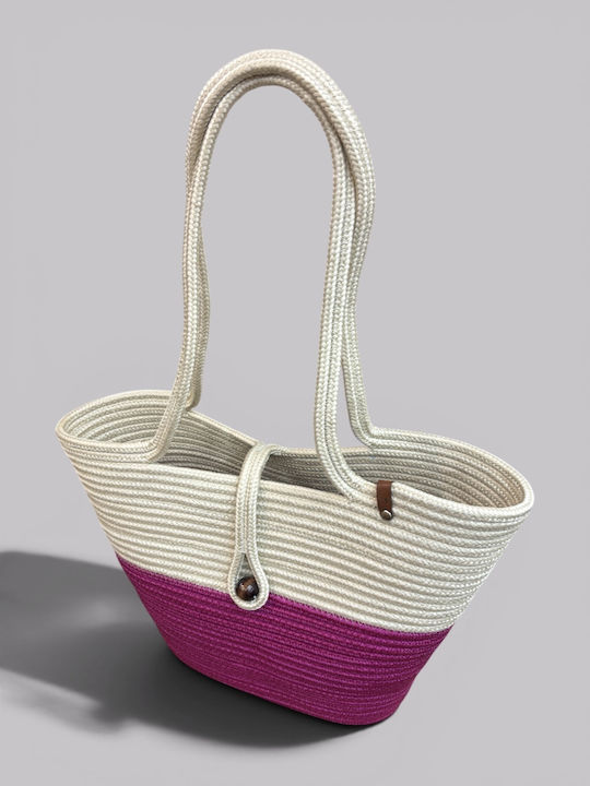 Wicker Beach Bag Fuchsia