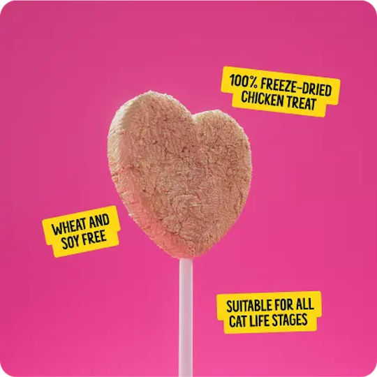 Bonkers Purrpops – Freeze Dried Λιχουδιές Κοτόπουλου Σχήμα Καρδιάς 20g