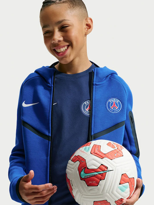 Fleece Kinder-Sweatshirt Strickjacke mit Kapuze und Taschen Blau Paris Saint-germain Tech