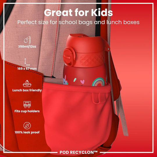 Easylife Kids Thermos Water Bottle Unicorn Plastic Red 350ml
