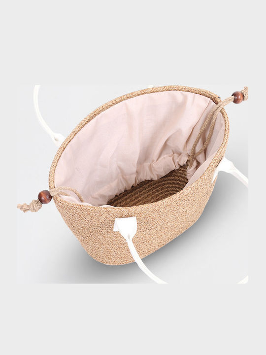 Wicker Beach Bag with Wallet Beige