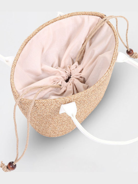 Wicker Beach Bag with Wallet Beige