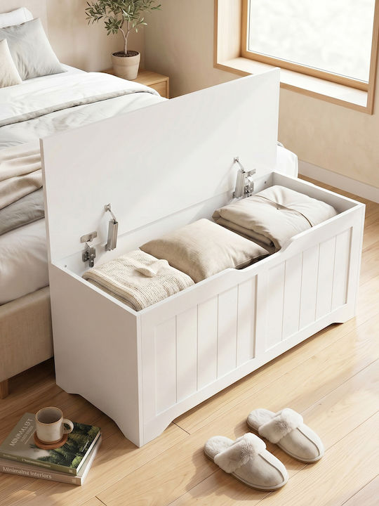 HomCom Outdoor Storage Box Wooden 136lt White L100xW40xH45cm