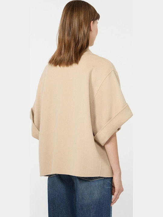Вълнено Дамско Sand Half Coat Оувърсайз