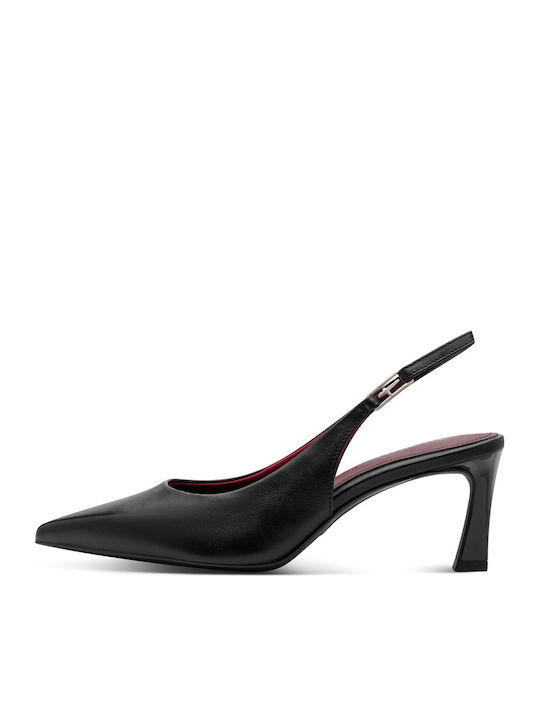 Leder Pumps mit Mittelhohem Absatz Schwarz