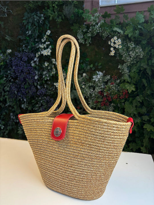 Geantă De Plajă Din Wicker Roșie
