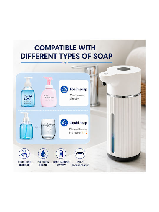 Luvlu Dozator De Ață De Bucătărie Din Plastic Automat Alb 420ml
