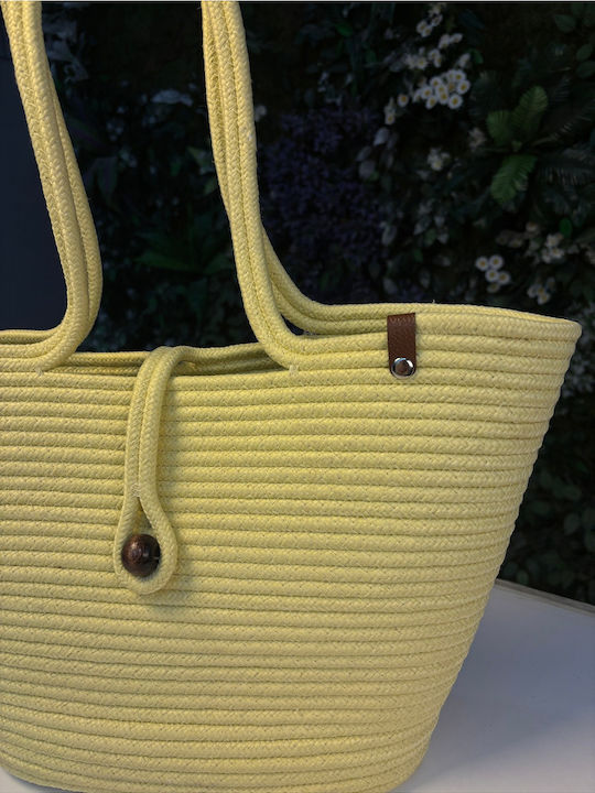 Wicker Yellow Beach Bag