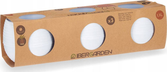 Ibergarden Σετ 3 Αυτοποτιζόμενες Γλάστρες Πλαστικές Λευκές