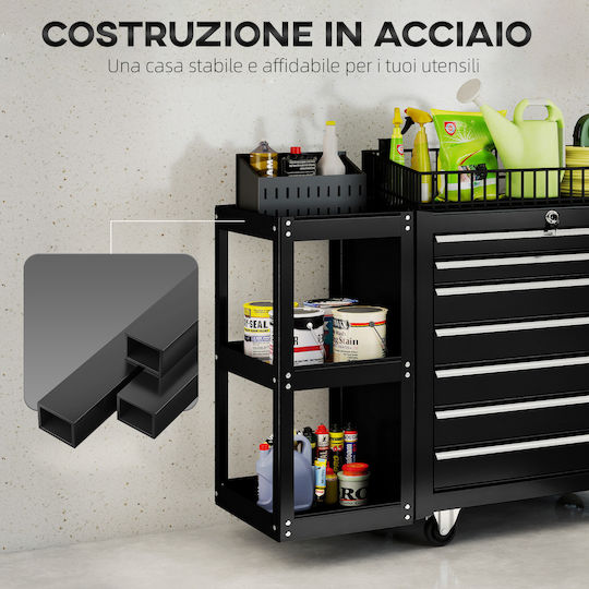HomCom Wheeled Metallic Tool Chest