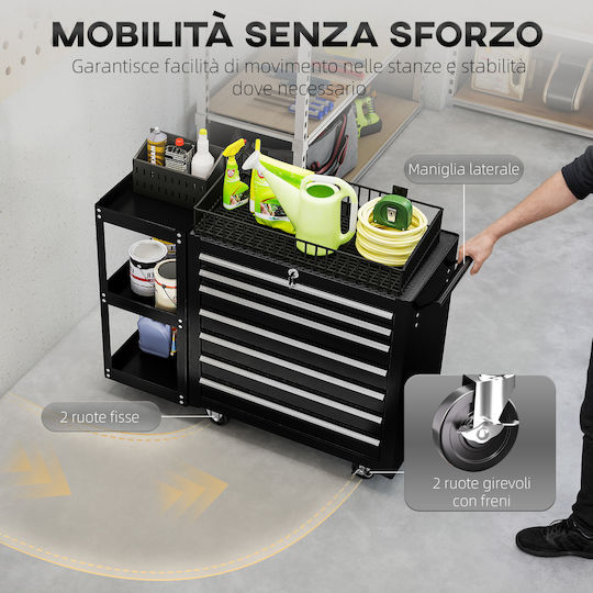 HomCom Wheeled Metallic Tool Chest