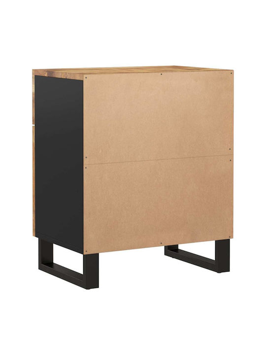 Wooden Bedside Table with Metal Legs Beige 50x33x60cm