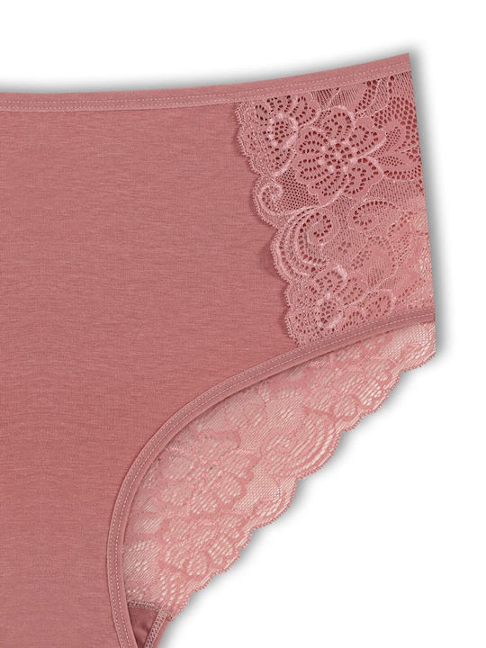 Baumwoll Hohe Taille Damen-Slip 3er Pack mit Spitze