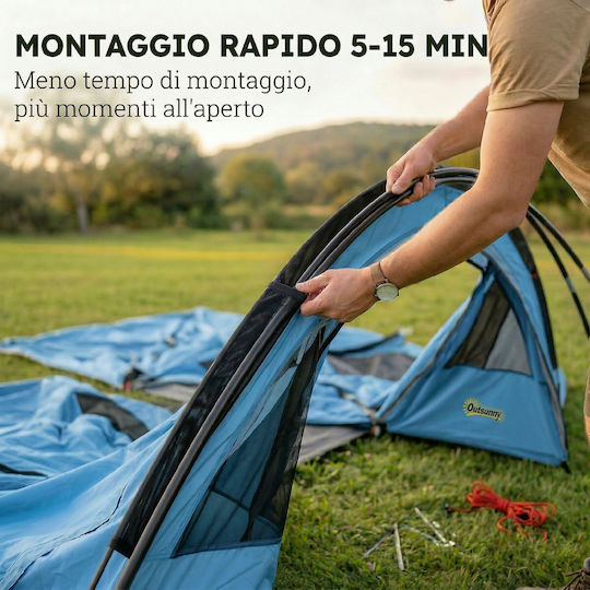 Outsunny Camping Tent Tunnel Grey 4 Seasons For 4 People 565x370x200cm