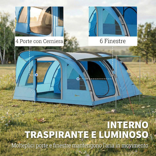 Outsunny Camping Tent Tunnel Grey 4 Seasons For 4 People 565x370x200cm