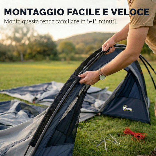Outsunny Camping Tent Tunnel Blue 4 Seasons For 4 People 480x300x213cm