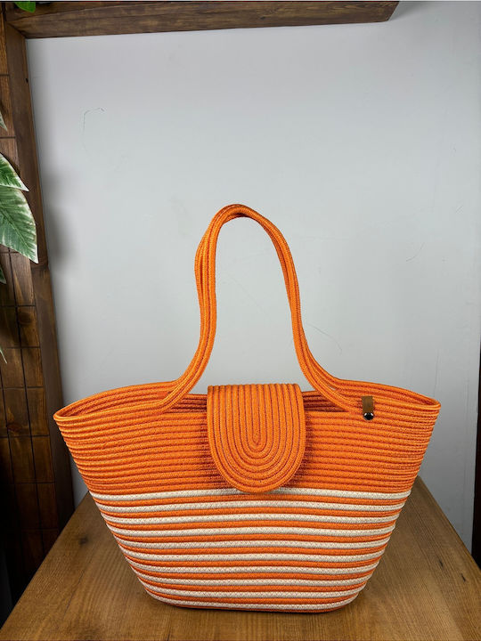 Wicker Orange Beach Bag
