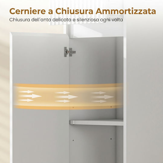 HomCom Badezimmer-Säulenschrank Boden Weiß