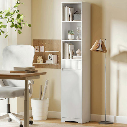 HomCom Badezimmer-Säulenschrank Boden Weiß