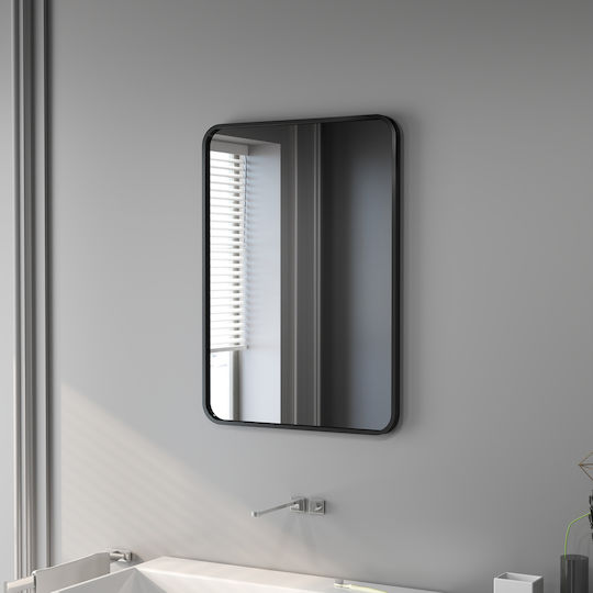 HomCom Oglindă De Baie Rectangulară Din Metal 50x70cm Neagră