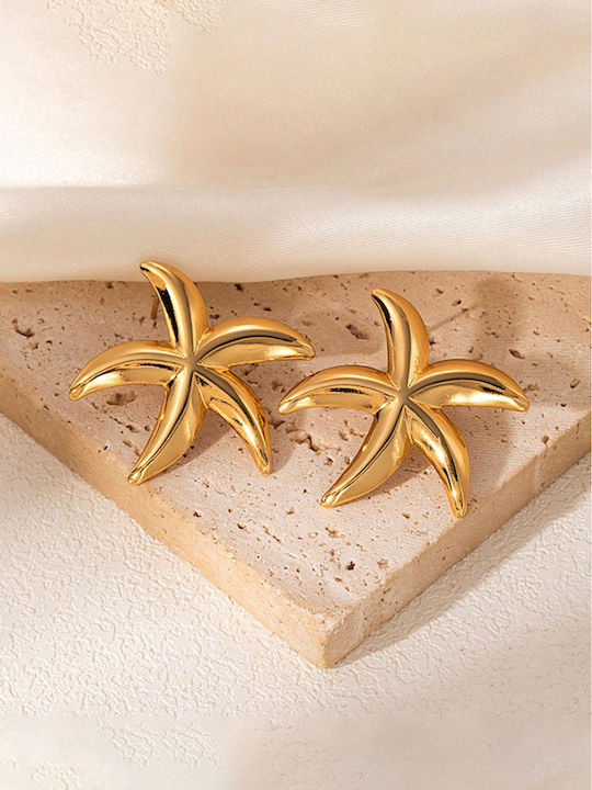 Gold Plated Steel Light Blue Earrings Enp-018313-P18313
