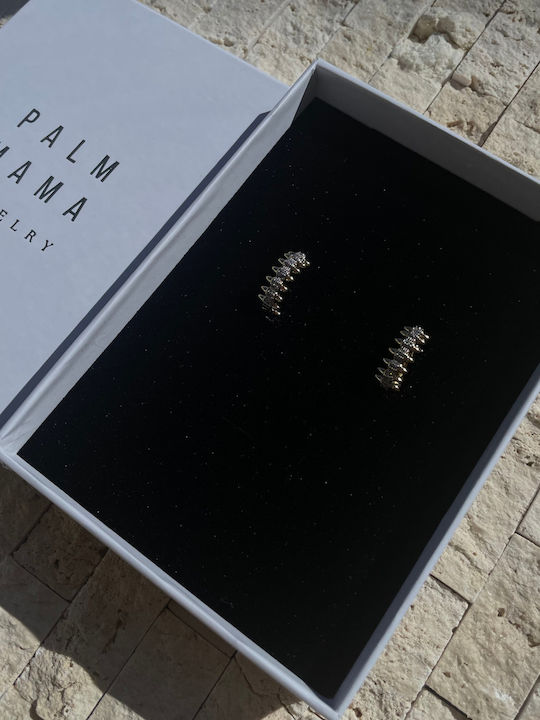 Men's Earrings Hoops with Clip Made of Gold Plated Steel with Stones