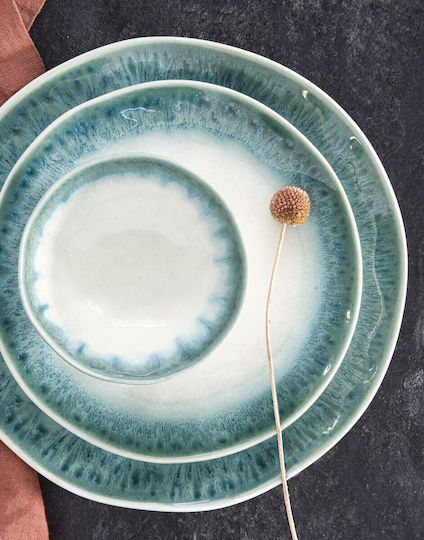 Easylife Shallow Porcelain Green Plate with Diameter 26cm