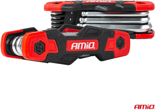 Amio Folding Allen Wrenches Imbus Cr-v 1.5-8mm Multi-Tool Heavy Duty Stable Fit On Screw & Daily Use 1 Piece 04788/am